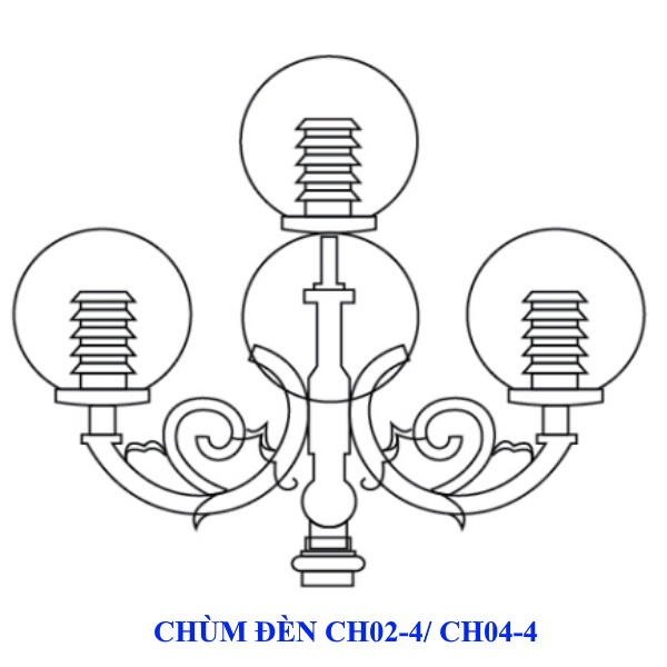 Chùm đèn CH02-4 sử dụng cho cột đèn trang trí